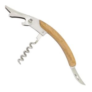 ABREBOTELLAS DE ACERO INOXIDABLE CON MANGO DE MADERA