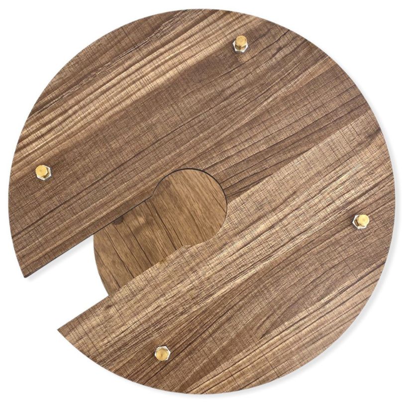 MESA PARA CACHIMBA CIRCULAR MADERA OSCURA MESA PARA CACHIMBA