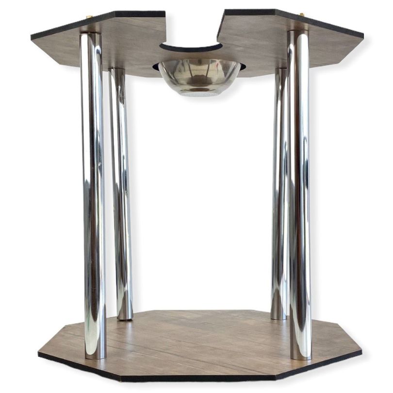 MESA PARA CACHIMBA HEXAGONAL MADERA OSCURA MESA PARA CACHIMBA